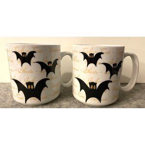 2 Halloween Mugs With Bats and Sayings  by BIA  #2205